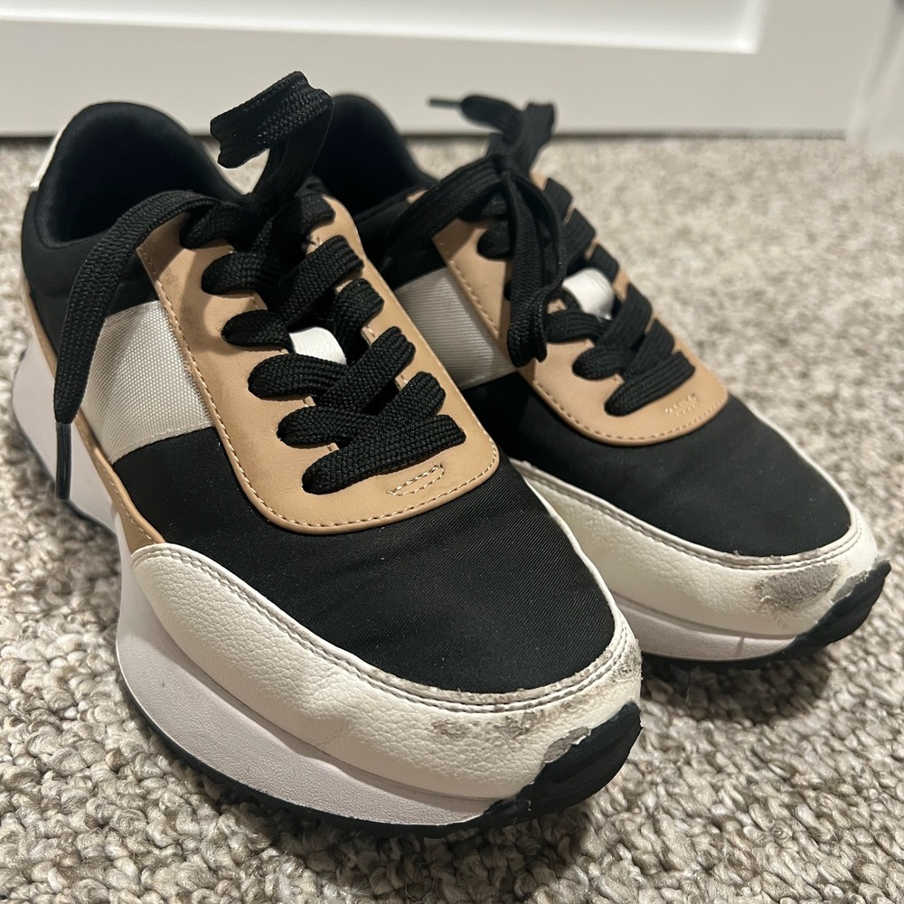 Kids Chunky Sneakers Black Tan White Platform Shoes Athletic Casual